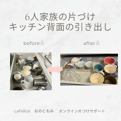 「家族みんながわかる！キッチン背面の棚の片づけ」
6人家族の片づけ